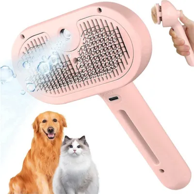 Produktbild von USB Dampf-Katzenbürste 3-in-1 für Fellpflege & Entfilzen, Rosa