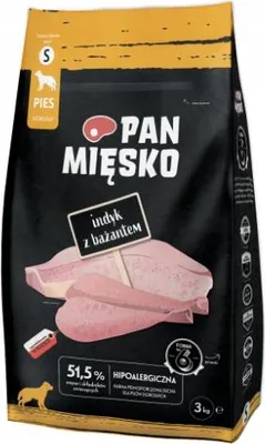 Produktbild von PAN MIESKO Hundetrockenfutter Truthahn mit Fasanenchips S 3 kg