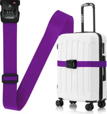 Produktbild von Flexot® Koffergurt mit Zahlenschloss & TSA - Kofferband, Bänder für Reisekoffer, Befestigungsgurt für Reisekoffer, Gurt für Handgepäck und Trolleys