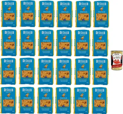 Produktbild von De Cecco Penne lisce N°40, 100% Italienisch Pasta Nudeln 24x 500g + Italian Gourmet Polpa 400g