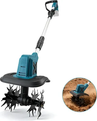 Zdjęcie produktu dla Glebogryzarka ogrodowa – rototiller/kultywator – 5500 W – silnik bezszczotkowy – bezprzewodowa, w zestawie akumulator – do uprawy gleby – niebieska