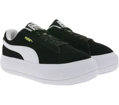Produktbild von PUMA Suede Mayu Damen Echtleder-Sneaker bequeme Plateau-Schuhe im frechen Look 380686 02 Schwarz/Weiß, Größe:42