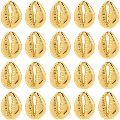 Productafbeelding van Kauri Muschelperlen - 100 Stuks Gouden Plastic Decoratieperlen