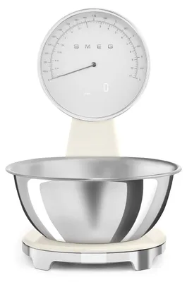 Zdjęcie produktu dla Smeg KSF01CRWW, Elektroniczna waga kuchenna, 5 kg, 1 g, Kremowy, Plastik, Silikon, Stal nierdzewna, Blat