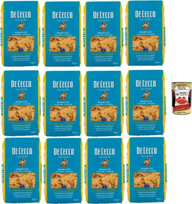 Produktbild von De Cecco Rombi Nr. 121 - Pasta 12 x 500 g | langsam trocknend | Hochwertiges Hartweizengrieß | 12 min kochen (al dente 10) | Ideal Saucen & Gratins |  Italy + Italian Gourmet Polpa 400g