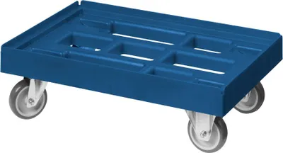 Produktbild von Transportroller 600 x 400 mm - Typ A - 2 Bock- und 2 Lenkrollen : blau Farbe: blau