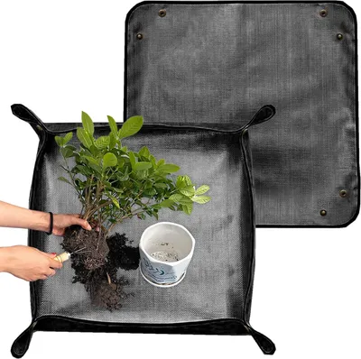 Produktbild von Pflanzen Umtopfmatte 2 Stück, wasserdichte Gartenmatte Pflanzmatte, Schwarz PE Pflanzunterlage für Umtopf, Sukkulenten, Sämling (2 Schwarz)