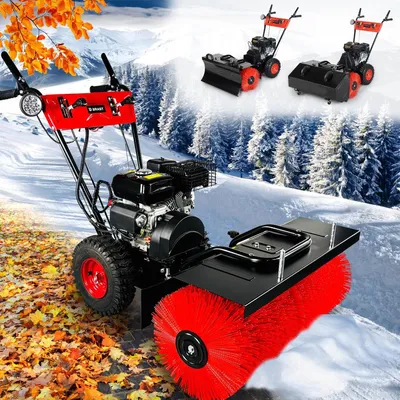Produktbild von BRAST Kehrmaschine Benzin | Kehrbürste Laubsammler Schneeschieber | 5,14kW(7PS) | 80cm Arbeitsbreite | Elektrostart | 3in1 Funktion