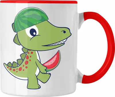 Produktbild von Trendation - Lustiger Dino Tasse Dinosaurier T-Rex Jungs Geschenk Geburtstag Geschenkidee (Rot)