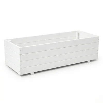 Produktbild von IvoQ Holz-Pflanzkasten Outdoor - Großer rechteckiger Blumenkasten - Holz - 120x40x32 cm - Weiß