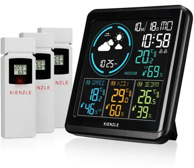 Produktbild von KIENZLE Funk DCF Wetterstation mit 3 Außensensoren