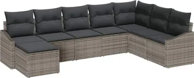 Obrázek produktu pro vidaXL Sedací souprava s polštáři 8 ks Grey Poly-Rattan