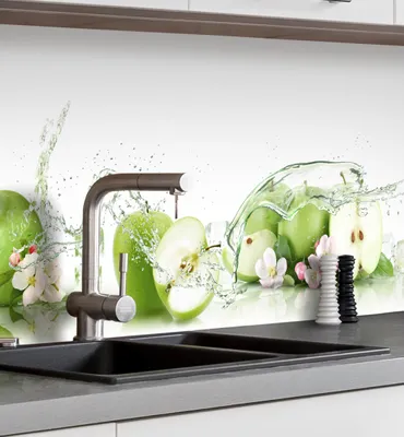 Produktbild von Küchenrückwand selbstklebend Grüne Äpfel Spritzschutz Folie 340 x 60cm