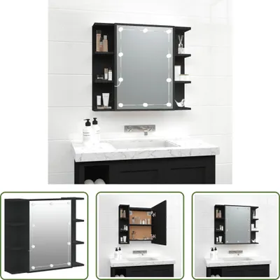 Produktbild von The Living Store Spiegelschrank mit LED Schwarz 70x16,5x60 cm