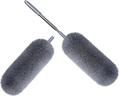 Obrázok produktu pre Mop s teleskopickou tyčou – plochý mop – utierka na prach – efektívne odstraňovanie prachu – flexibilný dosah – 140 cm – sivá farba