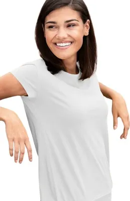 Produktbild von Lose sitzendes Damen-T-Shirt, 100% Baumwolle, unbedruckt, einfarbig, 150g/m2, Farbe weiß, Größe XS