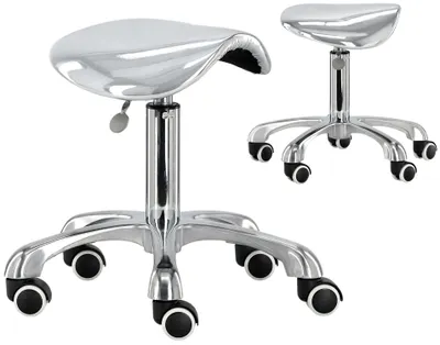 Produktbild von Hocker Friseur Kosmetik Sattelstuhl SPA Mobil Silber