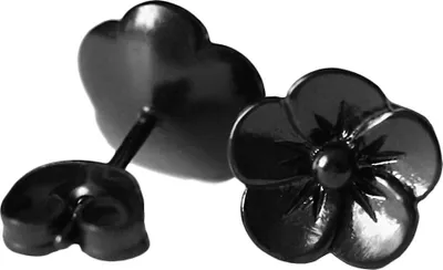 Produktbild von Chirurgenstahl Ohrstecker Blümchen schwarz