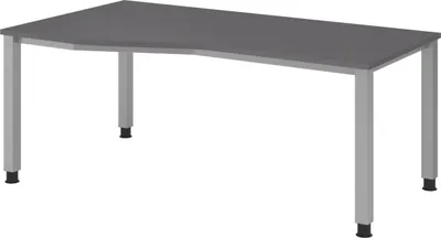 Produktbild von bümö Schreibtisch Serie-Q - Gestell: Silber, Nachbildung: Graphit, Größe:  180 x 100 cm