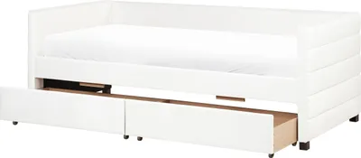 Zdjęcie produktu dla BELIANI Łóżko dzienne złamana biel welurowe 90 x 200 cm leżanka ze stelażem na materac i szufladami