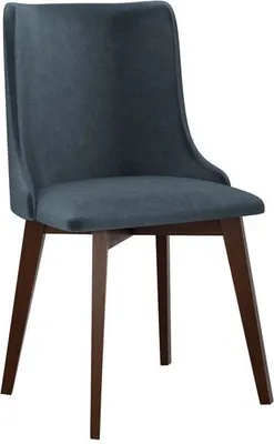 Image de Chaise de cuisine rembourrée AFTON 9 - noyer / bleu