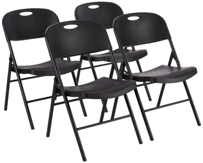 Immagine prodotto di A. Set di 4 sedie pieghevoli in plastica e metallo, ideali per il campeggio e per uso esterno