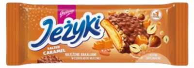 Zdjęcie produktu dla Jeżyki Orzech i Słony Karmel ciastka w czekoladzie mlecznej 140g