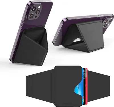 Image de Support Pour Téléphone Portable Iphone Magsafe 2 En 1 Noir Portefeuille Étui Pour Cartes