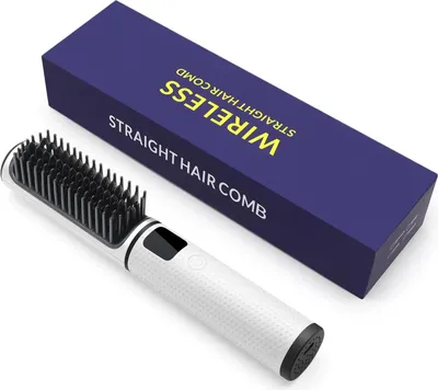 Immagine prodotto di Spazzola lisciante per capelli, comfort senza fili, tecnologia a ioni negativi, BIANCA