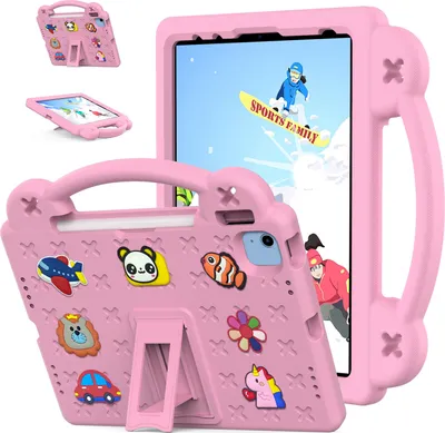 Produktbild von Schutzhülle für iPad 2025 11th Gen 11-Zoll (A16) Niedliche Hülle für Kinder, Stoßfest mit Griff Ständer Pink