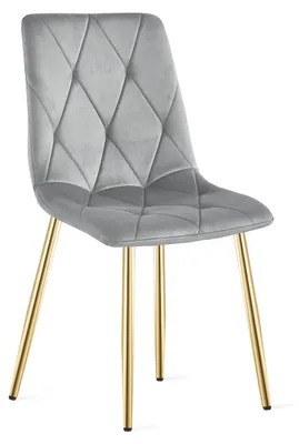 Image de Chaise - Leobert - Libra - Velours Gris Clair/Pieds Dorés - 45 X 54 X 86,5 Cm