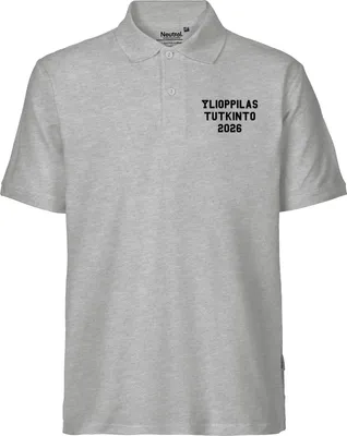 Produktbild von Huuraa Herren Polo Shirt Ylioppilastutkinto 2026 Abschluss Finnland XL Sport Grey Bio Baumwolle Fairtrade Poloshirt Geschenkidee