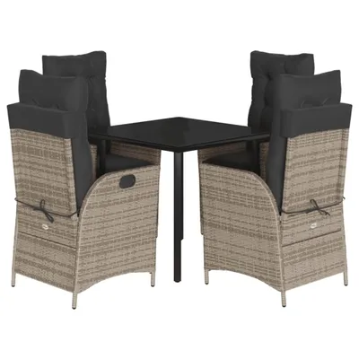 Produktbild von vidaXL 5-tlg. Garten-Essgruppe mit Kissen Grau Poly Rattan