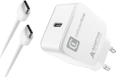 Produktbild von Cellularline USB-C Charger Kit 15W USB-C-Auflade-KIT 15W Schnelles und sicheres Aufladen aller Samsung-Geräte mit USB-C-Anschluss, die mit 15W Aufladespannung kompatibel sind., Drinnen, AC, 9 V, 1 m, Weiß