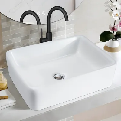 Obrázek produktu pro ZMH umyvadlo keramické závěsné umyvadlo obdélníkové 40 × 30 × 13 cm závěsné umyvadlo s otvorem pro baterii umyvadlo na desku do koupelny umyvadlo na WC pro hosty