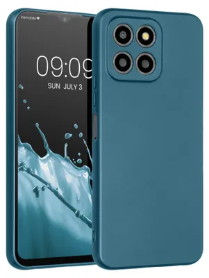 Produktbild von kwmobile Handyhülle für HONOR X8 5G / X6 / 70 Lite 5G Hülle - weiche Silikon Case metallisch schimmernd - Schutzhülle Cover - Metallic Karibikblau