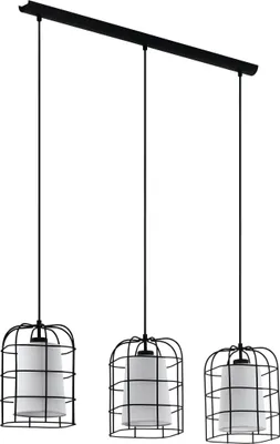 Produktbild von EGLO Pendelleuchte Bittams, Hängelampe Vintage, Industrial,, Hängeleuchte aus Stahl und Textil in Schwarz, Weiß, Esstischlampe, Wohnzimmerlampe, E27
