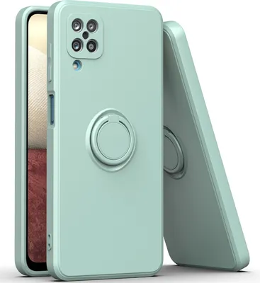 Produktbild von Samsung A12 Handyhülle, Ring Halter Ständer Kratzfeste Weiche Silikon schutzhülle für Samsung Galaxy A12 hellgrün