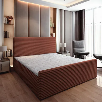 Produktbild von Masseno Boxspringbett BRENTO 140x200 cm Komplett-Set mit Bonell Matratze und Topper, Polsterbett mit Bettkästen -Braun, TILIA 52