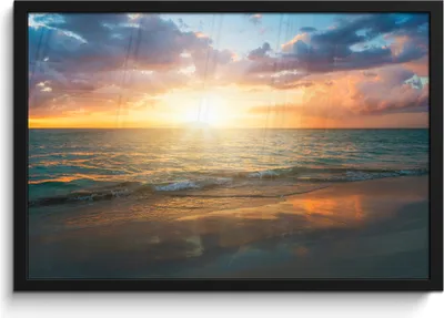 Produktbild von MuchoWow® MuchoWow® Gerahmtes Poster Sonnenuntergang - Wolken - Strand 60x40 cm - Poster mit zchwarzem Bilderrahmen - Printing - Wanddeko Schlafzimmer