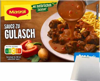 Produktbild von Maggi Delikatess Soße zu Gulasch 2er Pack (56g Packung für 500ml Soße) + usy Block
