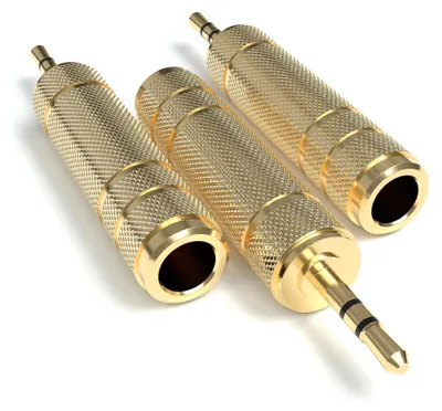 Produktbild von 3x Klinke Adapter 6.35mm auf 3.5mm verGoldete Stecker Aux Stereo Audio