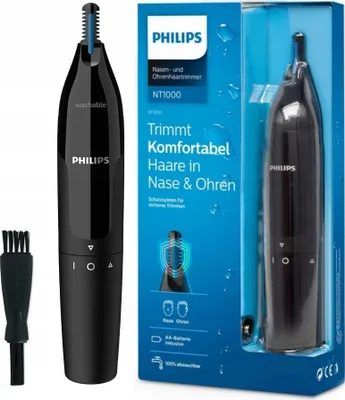 Produktbild von Philips Norelco NOSETRIMMER Series 1000 Nose trimmer series 1000 NT1650/16 Nasen- und Ohrenhaartrimmer, Schwarz, Zylinder, Nase, Akku, AA, Alkali