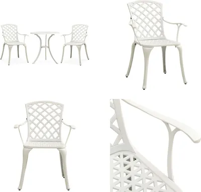 Immagine prodotto di vidaXL 3 pezzi. Set da bistrot in fusione di alluminio bianco - Set da bistrot - Set da bistrot - Set da bistrot - Set da bistrot - Set da bistrot