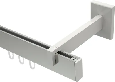 Produktbild von Interdeco Innenlaufstange / Gardinenstange mit Innenlauf Edelstahl-Optik / Weiß, Typ Smartline Paxo (Kappe), 14x35 mm 1-läufig, 140 cm