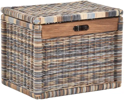 Produktbild von KRINES HOME Korb mit Deckel Rattan geflochten Farbe , Regalkorb, Schrankkorb (Mehrfarbig, Groß)