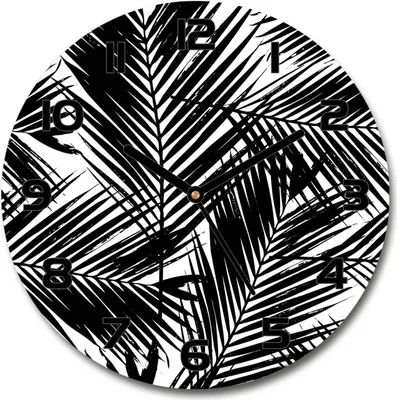 Produktbild von Wanduhr aus Glas 30fi Glasbild Glasuhr Gehärtetes Glas - schwarze-zeiger - Leaves of palm