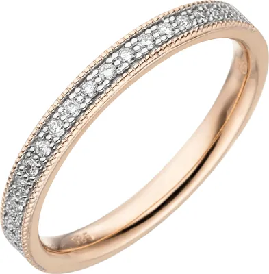 Produktbild von Gr. 58 - Damen Ring 585 Gold Rotgold 19 Diamanten Brillanten