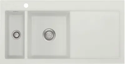 Produktbild von Auflagespüle KeraDomo MERA 100 Alu Becken links mit Handbetätigung