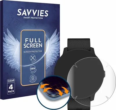 Produktbild von 4x Savvies Fullscreen Schutzfolie für Garmin vivoactive 3 Music Displayschutz Folie Fullcover Klar Transparent
